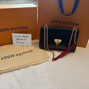 Louis Vuitton Black and Brown Shoulder Bag with Gold Chain